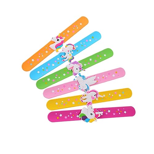 TOYANDONA 6er Set Einhorn Schnapparmbänder Bunte Slap Armbänder Für Partyspielzeug Und Mitgebsel Für Geburtstagsfeiern Zufällige Farben von TOYANDONA
