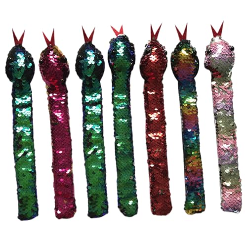 TOYANDONA 7 Stück Slap Armbänder für Kinder Pailletten Schlangenarmband Lustige Tierform Partyzubehör Verschleißfest für Halloween und Festlichkeiten von TOYANDONA