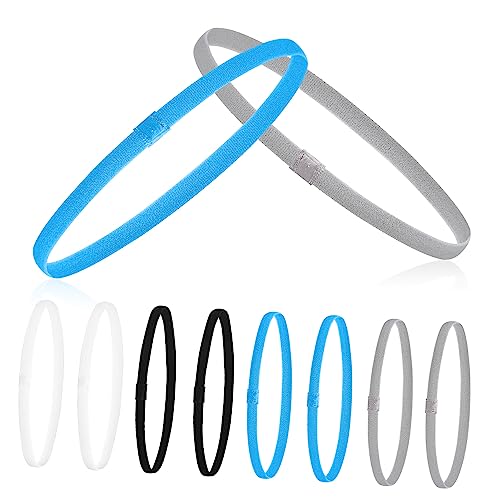 TOYANDONA 8 Stück Rutschfeste Sport Stirnbänder Damen Elastische Workout Haarbänder Für Yoga Laufen Und Fitness Dünne Und Atmungsaktive Haarbänder in Schwarz Grau Weiß Und Blau von TOYANDONA