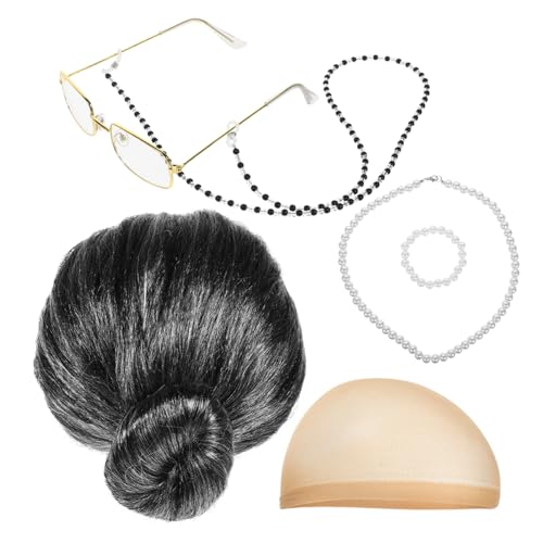 TOYANDONA Alte Dame Perücke Set Kostüm Erwachsene Perücke Frauen Ältere Perücke Leistung Perücke Cosplay Perücke Prop von TOYANDONA