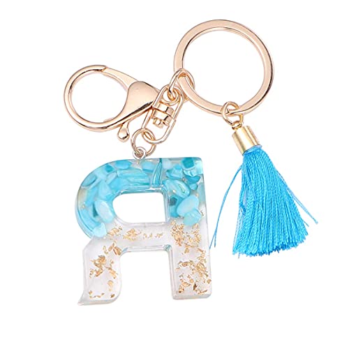 TOYANDONA Anfänglicher Schlüsselbundbuchstabe Alphabet Schlüsselring Quaste Charm Schlüsselanhänger Anfängliche Geldbörse Charms für Handtaschen Alphabet Anfangsbuchstabe Anhänger (Blau R) von TOYANDONA