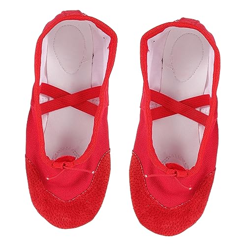 TOYANDONA Ballettschuhe aus PU mit Elastischem Band rutschfeste Tanzschläppchen für Erwachsene Weiche und Yoga Schuhe für Ballett und Moderne Tänze von TOYANDONA