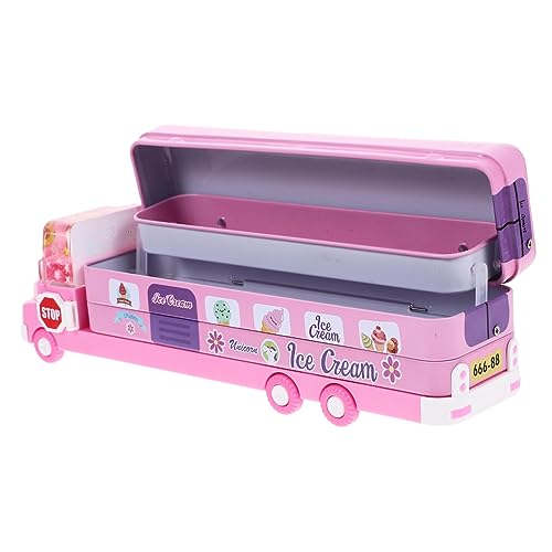 TOYANDONA Kasten Federmäppchen Für Kinder Cartoon-stifthalter Großer Bleistift-Organizer Bleistiftbox Aus Blech Kawaii-bleistiftbox Bus-Kosmetiktasche Metall Hohe Kapazität Manager Schüler von TOYANDONA