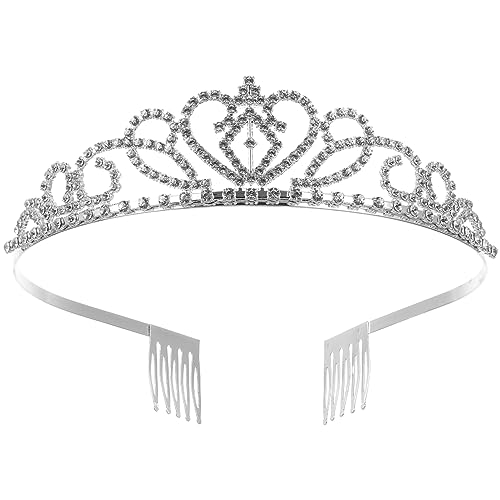 TOYANDONA Braut-Strass-Tiara Silberne Tiara-Kristallkrone Mit Kamm Diademe Für Frauen Hochzeitshaarband Für Die Braut von TOYANDONA