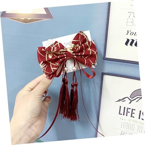 TOYANDONA Chinesischer Haarschmuck Schleifenförmige Haarspange mit Quaste Festlicher Kopfschmuck für Mädchen Traditioneller Stil zum Chinesischen Neujahr von TOYANDONA