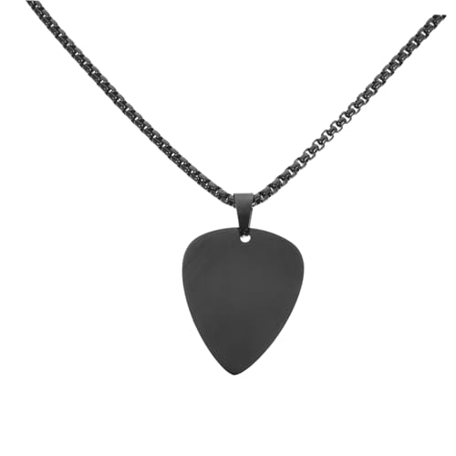 TOYANDONA Edelstahl Gitarren Plektrum Anhänger Halskette Damen Herren Modisch Schwarzer Charm Ketten Schmuck von TOYANDONA