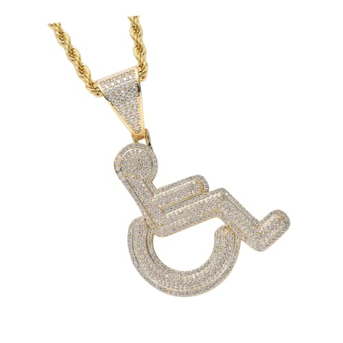 TOYANDONA Einzigartige Rollstuhlfahrer Halskette mit Kreativen Zirkonia Anhänger Stil Langlebiges Material Glänzend und Rostfrei Modisches Schmuckstück für Männer und Frauen von TOYANDONA