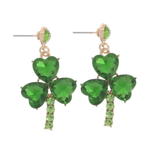 TOYANDONA Grüne Kleeblatt Ohrhänger mit Herz und Strasssteinen Statement Ohrringe für Teenager Mädchen Schmuck Accessoires zum Patricks Day Festliche Tropfenohrringe für Damen von TOYANDONA