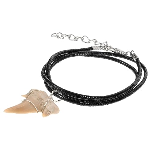 TOYANDONA Haifischzahn Halskette mit Handgefertigtem Silberanhänger Einzigartiges Design Lederband Verstellbar Kühler Schmuck für Frauen für Strandliebhaber und Outfits von TOYANDONA