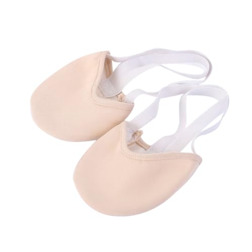 TOYANDONA Halbsohlen Ballettschuhe aus Dehnbarem Canvas mit Doppeltem Elastikband und Handgefertigten Zehen für Rhythmischen Tanz und Tanz Hautfarben S von TOYANDONA