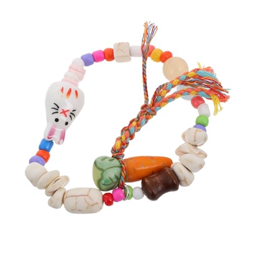TOYANDONA Hasenarmband Osterhasen Armband Karotten Armband Osterdeko Schmuck Verstellbares Buntes Seil Naturstein Keramikperlen Lustiges für Erwachsene Kinder Ostern Party von TOYANDONA