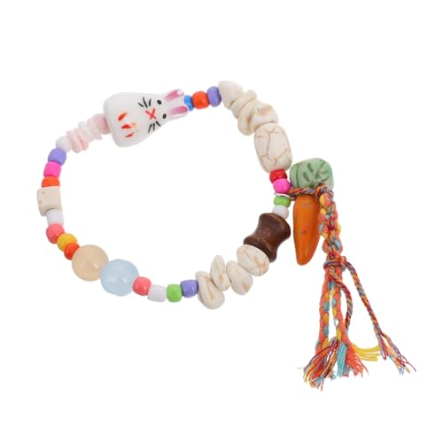 TOYANDONA Osterarmband für Mädchen Verstellbar Hasen Perlenarmband aus Naturstein Keramik Süßes Hasen Design für Ostern und Dekoration von TOYANDONA