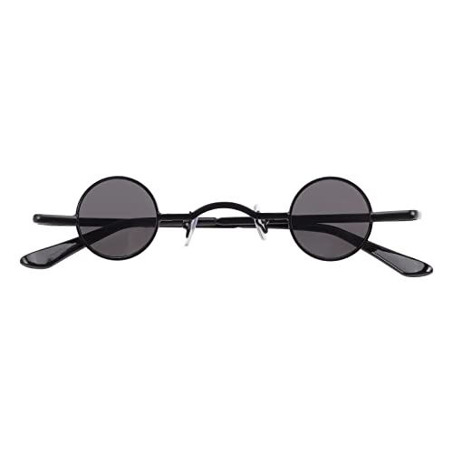 TOYANDONA Kleine runde polarisierte Sonnenbrille für Damen und Herren, Punk-Sonnenbrille, UV-Schutz, Metallrahmen, Retro-Kreis, Retro-Sonnenbrille für Partygeschenke, Schwarz (goldene Bordüre), von TOYANDONA