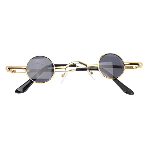TOYANDONA Kleine runde polarisierte Sonnenbrille für Damen und Herren, PunkSonnenbrille, UVSchutz, Metallrahmen, RetroKreis, RetroSonnenbrille für Partygeschenke, Schwarz (goldene Bordüre), von TOYANDONA