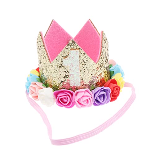 TOYANDONA Haarband 1-jährige Geburtstagskrone Prinzessin Tiara Crown Nummer Geburtstag Krone Infant Birthday Hat Geburtstagsfeier-hüte Kronen-hut Kronen-party-hüte Pailletten Haarring Kind von TOYANDONA