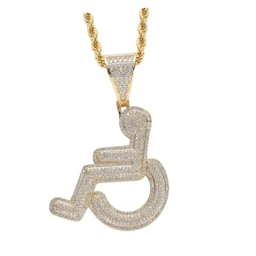 TOYANDONA Kreative Halskette mit Rollstuhlfahrer Anhänger Zirkonia Langlebiger Modeschmuck Einzigartiges Design Glänzend und Rostfrei für Herren und Damen von TOYANDONA
