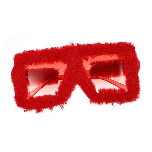 TOYANDONA Lustige Brille Damenbrille Sol Farbige Brille Make-up-brille Damen Übergroß Strandparty-brille Flippige Sonnenbrille Bunte Gläser Dekor Plüsch-sonnenbrille Kostüm Kunststoff Rot von TOYANDONA