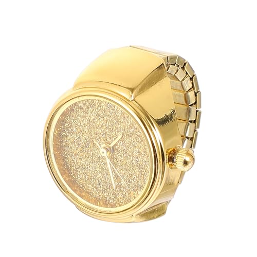 TOYANDONA Modische Ringuhr Damen Goldfarbener Glitzer Fingerring Uhr Quarzuhr Komfortabel Verstellbar Für Frauen Freundin Tochter von TOYANDONA
