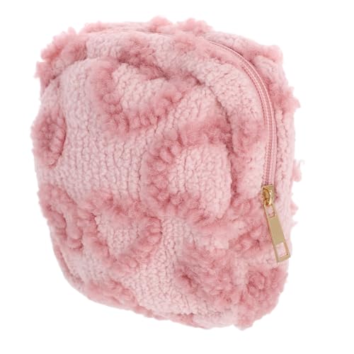 TOYANDONA Plüsch Kosmetiktasche mit Herzmuster Weiche Mini Makeup Tasche für Damen Tragbare Schminktasche und Münzbeutel Süße Kleine Kosmetik Organizer für Mädchen Kompakte von TOYANDONA