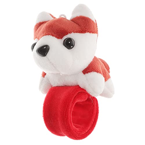 TOYANDONA Plüsch Tier Schnapparmband Armband Kuscheltier Strapazierfähig Partygeschenk Mädchen Jungen Husky Braun Rot von TOYANDONA