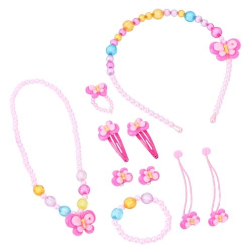 TOYANDONA Satz Schmetterlingskette aus Acryl Halsketten für Kinder Kinderanzug Perlenarmbänder Armbänder für Kinder Perlenkette Acryl Halskette Armband elastisch einstellen Geschenk Baby von TOYANDONA