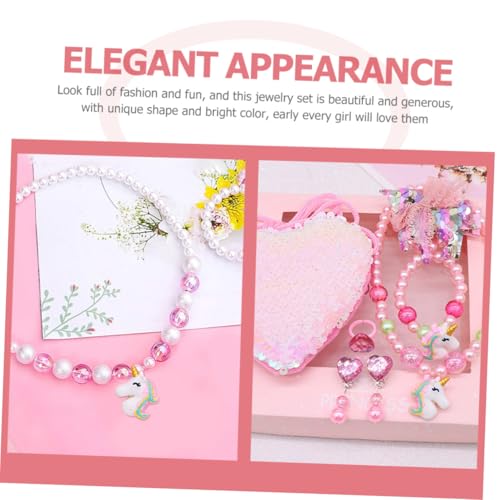 TOYANDONA Schmuckset Einhorn Halskette Armband Set für Mädchen Bunter Modeschmuck als Geschenk für Party Hochzeit Kostüm Zubehör von TOYANDONA