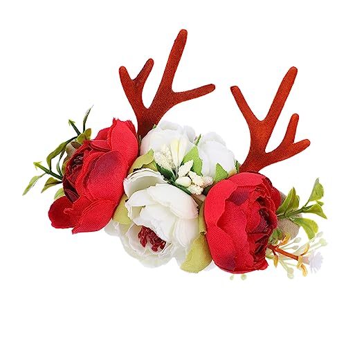 TOYANDONA Stirnband Baby Reh Kostüm Haarband Rentiergeweih Haarband Mit Blumengeweih Kopfbedeckung Kopfbedeckungen Für Weihnachtsfeiern Für Kinder Elastisch Stoff Haarschmuck Kleine von TOYANDONA