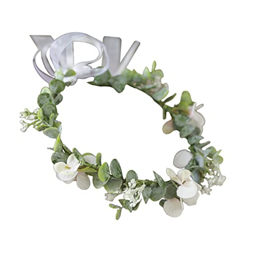 TOYANDONA Stirnband Krone Krone Braut Kopfbedeckung Mädchen Blumen Haarband Flowergirl- Kopfbedeckungen Für Hochzeit Haarfarbe Poncho Blumenkronenkranz Weiß Schal Empfindlich Beflockung Frau von TOYANDONA