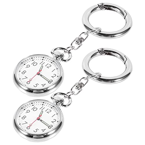 TOYANDONA Taschenuhr Arzt Taschenuhr 2 Stücke Schwesternuhr Taschenuhr Schlüsselanhänger Uhr Personalisierte Krankenschwesteruhr Pflegeuhr Fob Uhr Geschenke für Herren Damen Arzt Silber von TOYANDONA