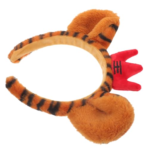 TOYANDONA Tiger Ohren Haarreif Cosplay Stirnband mit Roter Krone Strapazierfähiges Tier Haarband für Mädchen Vielseitiger Party Kopfschmuck für Kreative Frisuren und Kostüm Zubehör von TOYANDONA