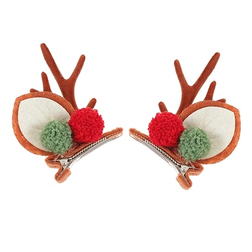 TOYANDONA Weihnachtliche Rentier Geweih Haarclips aus und Stoff Sicherer Halt Niedliche Haarspangen für Festliche Partys für Mädchen und Weihnachtsfeiern von TOYANDONA
