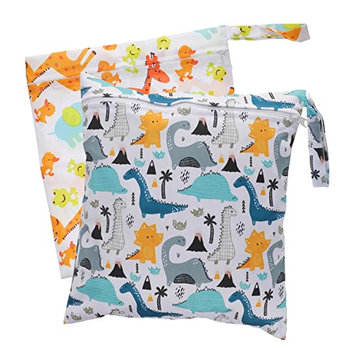 TOYANDONA Wickeltasche Fürs Kinderzimmer 2 Taschen Mit Reißverschluss Gemusterte Aufbewahrungstasche Für Nasse/trockene Windeln Babywindel-Organizer Einfach Zu Verwenden Für Unterwegs von TOYANDONA