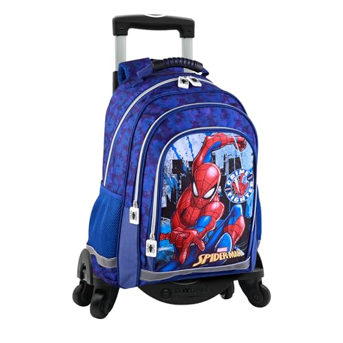 TOYBAGS Unisex Kinder Spiderman Rucksack mit Zwei Fächern, anpassbar, 41,5 x 30 x 17 cm. Schulrucksack, Schwarz von TOYBAGS