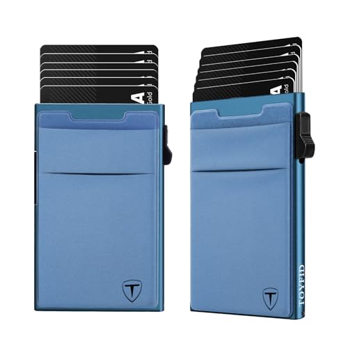 TOYFID Minimalistische Brieftasche-RFID-Schutz-Kartenhalter-Pop up Geldbörse-Schlankes Kreditkartenetui mit Münzfach（2pcs von TOYFID
