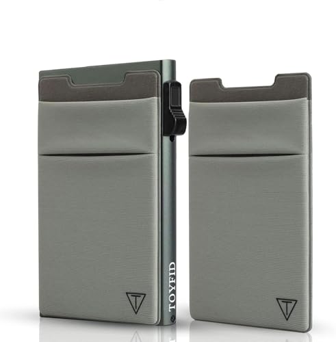 TOYFID Minimalistische Brieftasche-RFID-Schutz-Kartenhalter-Pop up Geldbörse-Schlankes Kreditkartenetui mit Münzfach von TOYFID