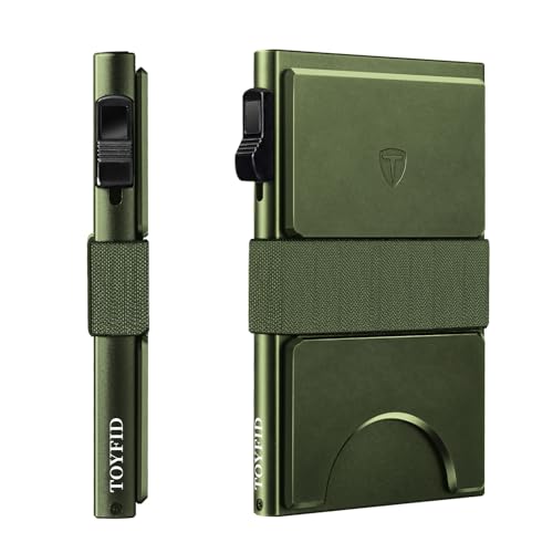 TOYFID Minimalistische Geldbörse für Herren, schlanker Kartenhalter aus Aluminium, Pop-up-Funktion, RFID-Schutz, für 12+ Kreditkarten, schneller Zugriff auf Karten von TOYFID