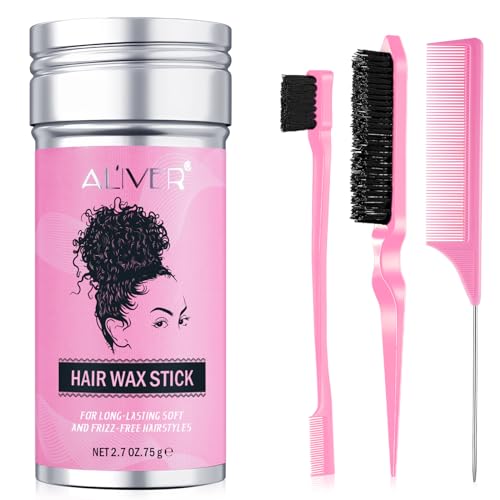 haarwachs stick,Haarstyling Wachs Stick,Modellierung Haar Pomade für Perücken Babyhaar Frizz Wax Stick for Hair Edge Frizz Control Hair Finishing Slick Non-greasy (Pink) von TOYHHO