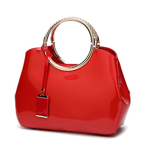 Damen-Handtaschen aus Lackleder mit Tragegriff Gr. One size, rot von TOYIS
