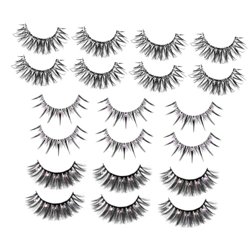 TOYZFRIENDY 10 Paare Natürliche mit Strass Verzierte False Eyelashes für Frauen Funkelnde Fake Lashes Wiederverwendbare Dichte Wimpern für Party Festival und Bühnenauftritt von TOYZFRIENDY