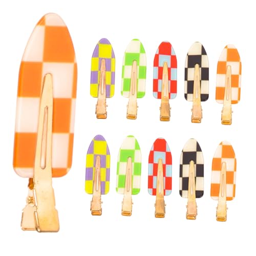 TOYZFRIENDY 10 Stück Teiliges Haarklammern Damen und Mädchen Nahtlose Leichte Entenbill haarspangen mit Kariertem Muster Vielseitig für Styling Make up Waschen und Partyfrisuren von TOYZFRIENDY