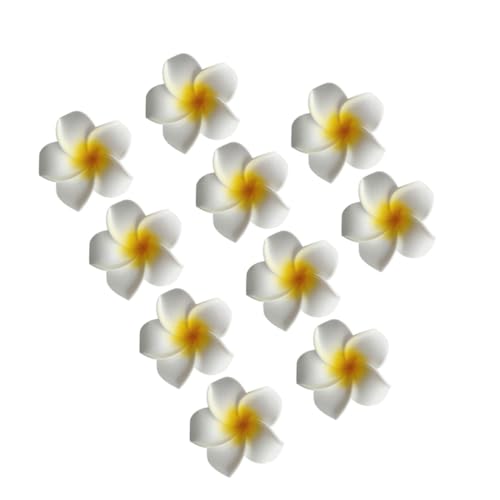 TOYZFRIENDY 10 Stück Teiliges Hawaii Blumen Haarspangen Künstliche Gelbe Frangipani Haarklammern Haarschmuck für Mädchen Strand und Party Accessoire von TOYZFRIENDY