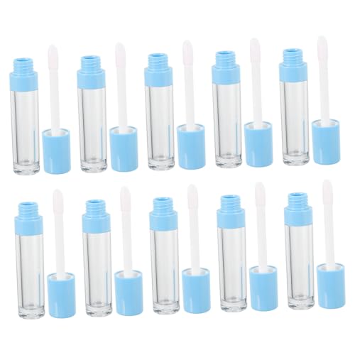 TOYZFRIENDY 10 Stück Teiliges Lippenbalsam Behälter mit Pinsel Kosmetische Lippenpflegedosen Leichte Tragbare Lip Gloss Tubes für DIY Lippenpflege und Unterwegs Blau von TOYZFRIENDY