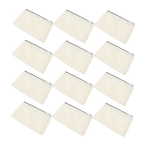 TOYZFRIENDY 12 Stück Teiliges DIY Kosmetiktaschen aus Natürlichem Canvas Hitzebeständig für Sublimationsdruck Tragbar und Kompakt Vielseitig als Make Up Schmuck oder Geldbeutel Geeignet zum von TOYZFRIENDY