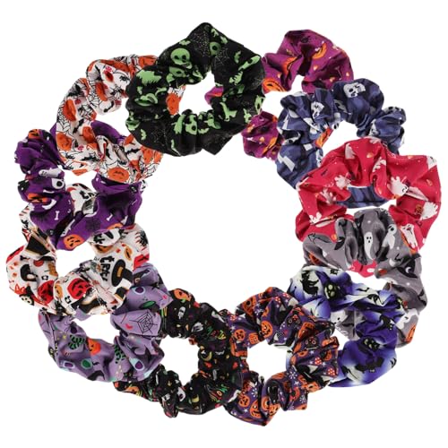 TOYZFRIENDY 12 Stück Teiliges Halloween Haargummi Elastische Zopfgummis mit Feiner Verarbeitung Vielseitige Haarbänder für Damen für Festtagslooks Make Up Sport und Alltag Passend zu von TOYZFRIENDY