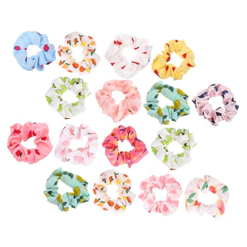 TOYZFRIENDY 16 Stück Teiliges Haargummi Fruchtigem Print Elastische Haarring bobbles Große Schlauchform Weiche Ponytail halter für Damen und Mädchen Alltagstauglich Modisch Vielseitig von TOYZFRIENDY