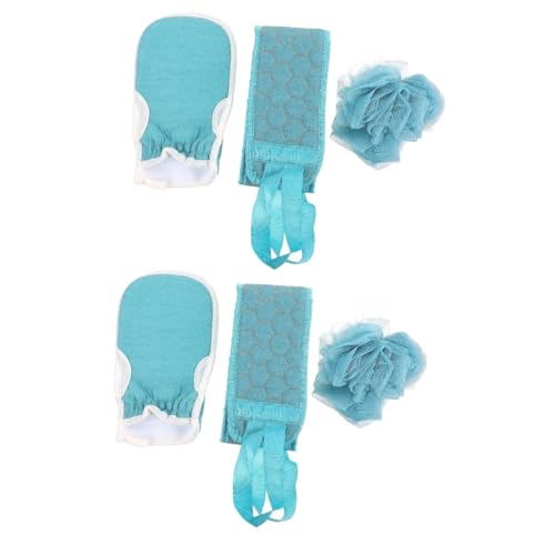 TOYZFRIENDY 2 Sätze 3Tlg Handschuh nach hinten ziehen bräunen hellbraunes Badetuch Duschgurt Lotionshandschuhe exfoliating glove exfoliate gloves Rückenziehendes Handtuch Duschtuch Schwamm von TOYZFRIENDY