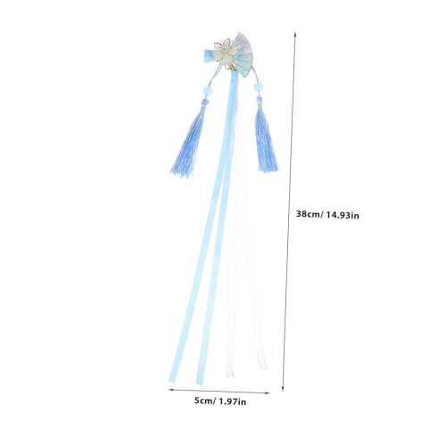 TOYZFRIENDY 2 Stck. Japanischer Haarschmuck Damen Fächerförmige Blumen Haarspangen mit Quasten Schleifen Elegant für Dickes Dünnes Haar Blau von TOYZFRIENDY