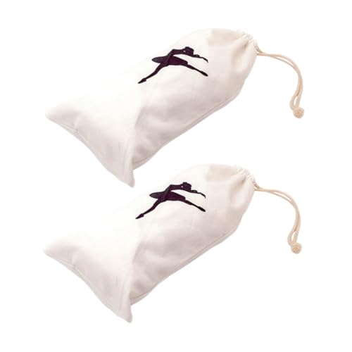 TOYZFRIENDY 2 Stück Ballett Schuhbeutel aus Robustem Canvas mit Praktischem Kordelzug Strapazierfähig und Geräumig zur Aufbewahrung von Spitzenschuhen und Tanzutensilien für Mädchen von TOYZFRIENDY