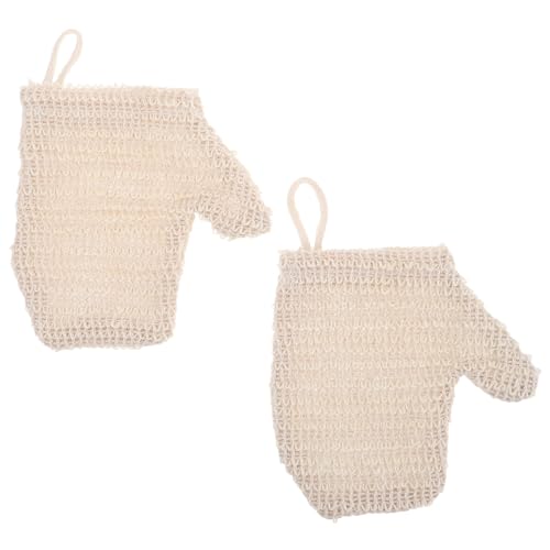 TOYZFRIENDY 2 Stück Baumwoll leinen Badehandschuhe Wiederverwendbare Peeling bad handschuhe mit Doppelseitigem Design Sanfte und Tiefenwirksame Reinigung für Männer und Damen Hautfreundlich von TOYZFRIENDY