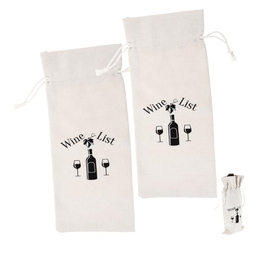 TOYZFRIENDY 2 Stück Baumwoll leinen Weinflaschenbeutel mit Kordelzug Robuste Wiederverwendbare Geschenkverpackung für Weinflaschen für Partys Weihnachten und Hochzeiten von TOYZFRIENDY
